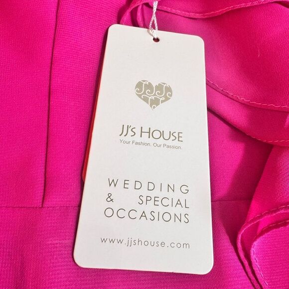 JJs House Gown womens size 4 fuchsia Maxi chiffon Ruffle spaghetti strap Dress - Picture 11 of 12